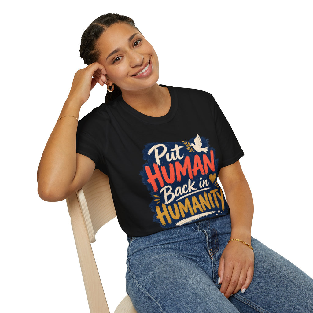 Put Human Back in Humanity T-Shirt — Inspirational Peace Dove Tee