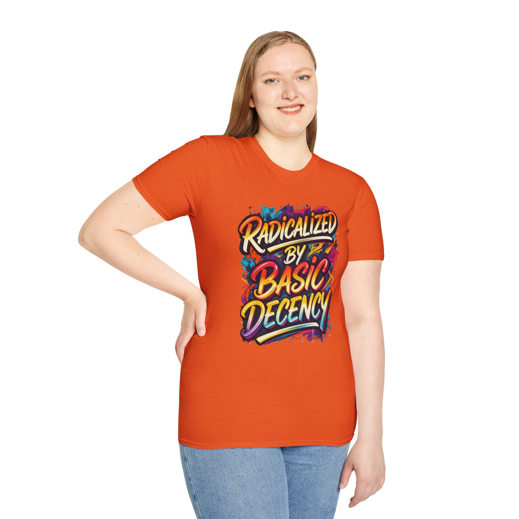 Radicalized by Basic Decency T-Shirt Colorful Graffiti Typography