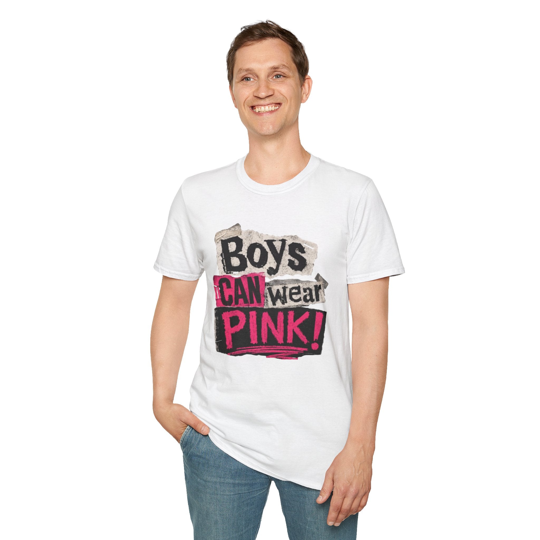 Boys Can Wear Pink T-Shirt — Bold Retro Feminist Graphic Tee