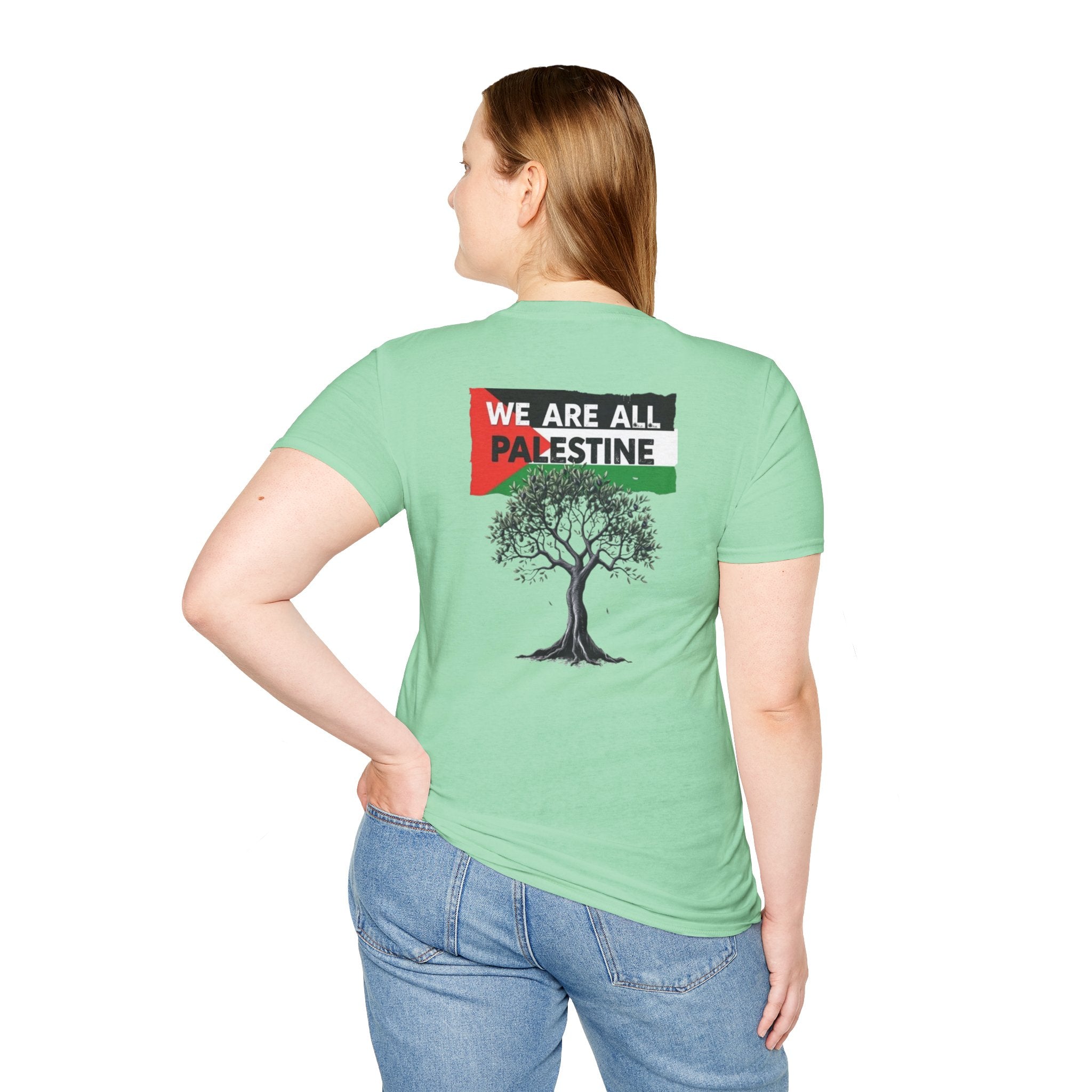 Unisex Softstyle T-Shirt: Stand with Gaza & We Are All Palestine Graphic Tee