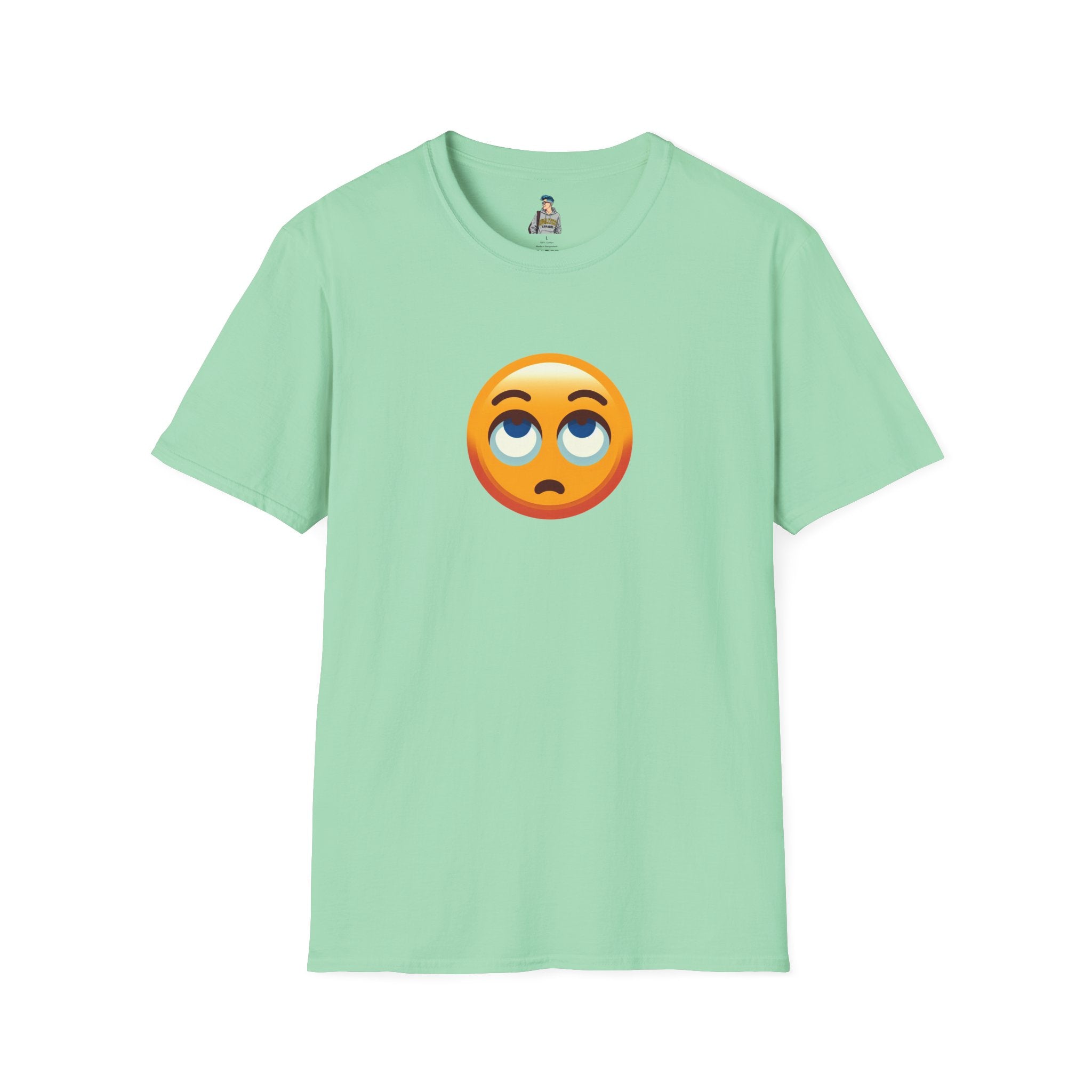 Unisex Softstyle T-Shirt with Eye Roll Emoji | Casual Graphic Tee for Everyday Humor