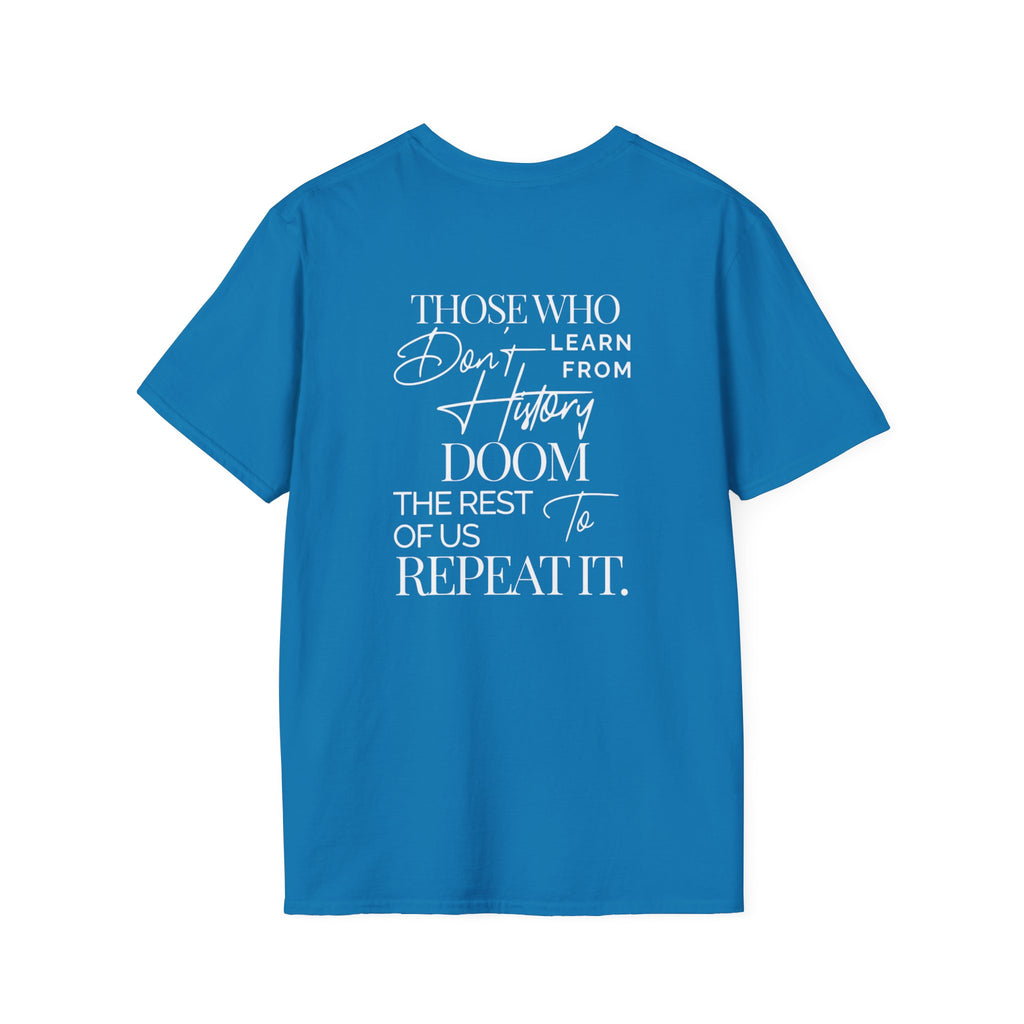 Patriotic Unisex Softstyle T-Shirt - "USA" & History Quote Design