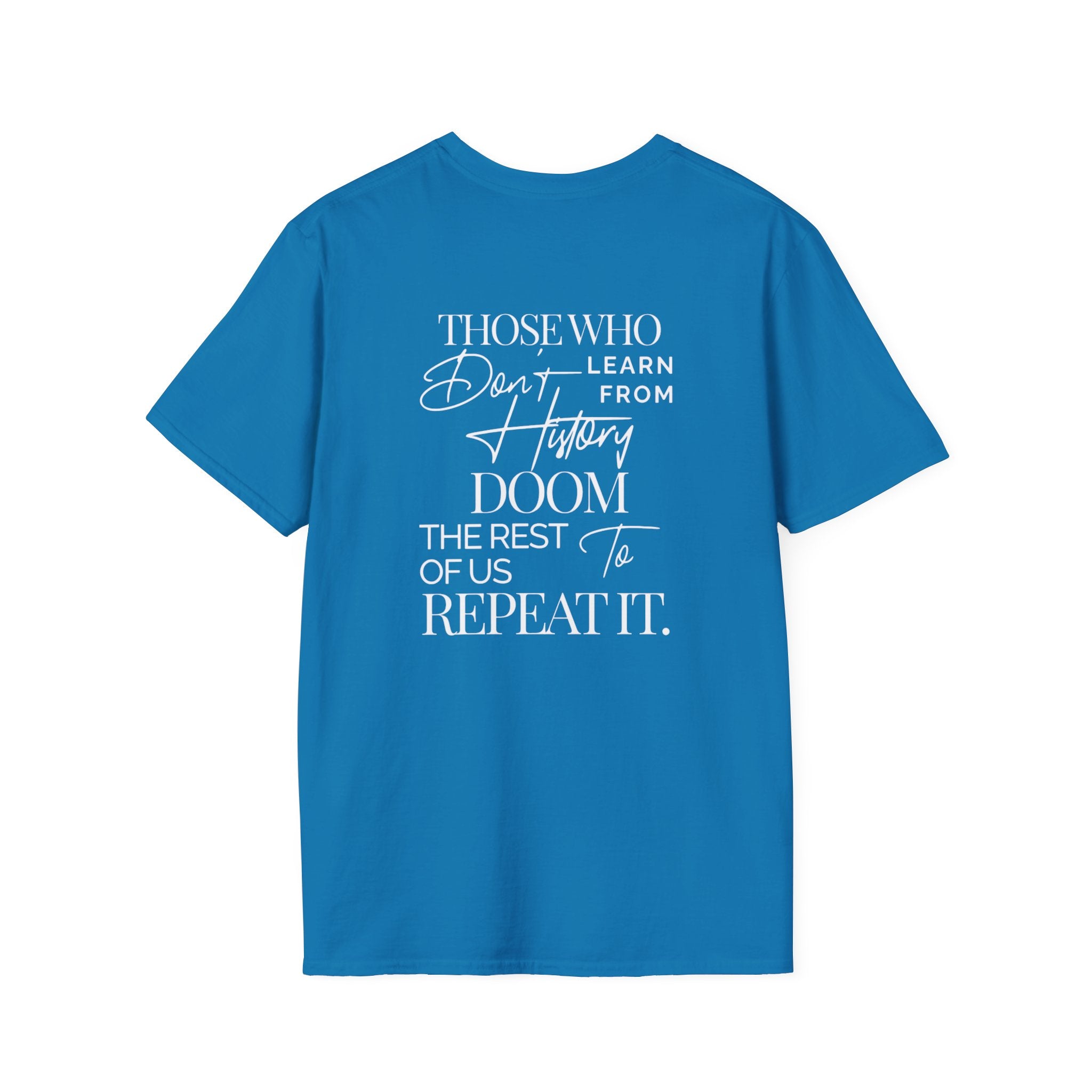 Patriotic Unisex Softstyle T-Shirt - "USA" & History Quote Design