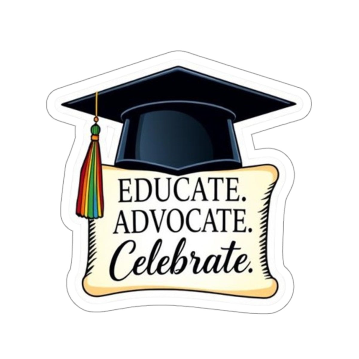 Graduation Celebration Die-Cut Stickers - Educate Advocate Celebrate