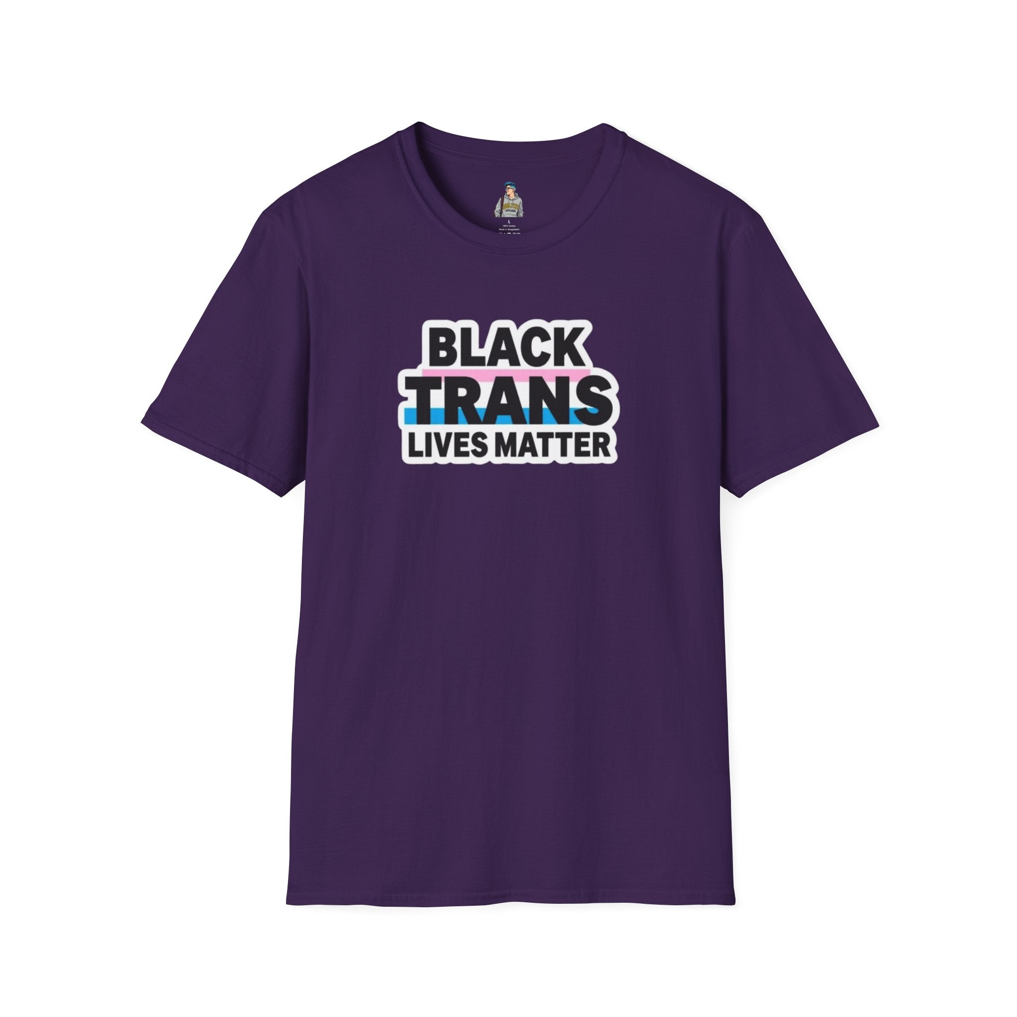 Unisex Softstyle T-Shirt - Black Trans Lives Matter Statement Tee