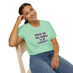 Humorous Unisex Softstyle T-Shirt - "When Did You Choose to Be Straight??"