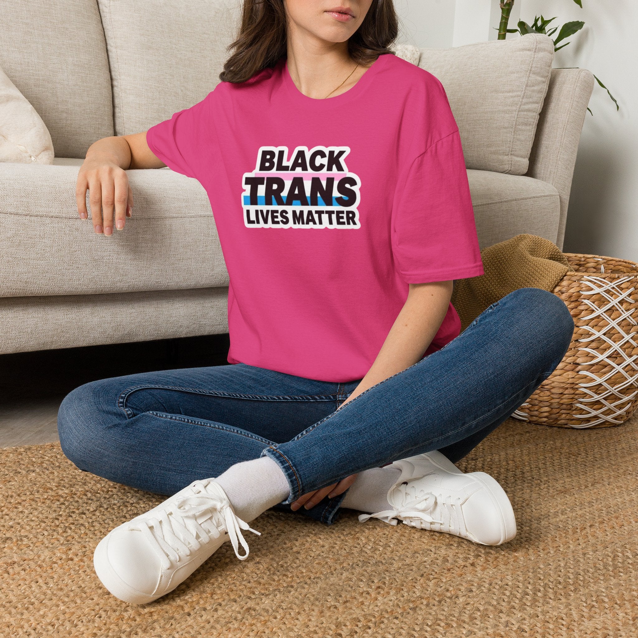 Unisex Softstyle T-Shirt - Black Trans Lives Matter Statement Tee