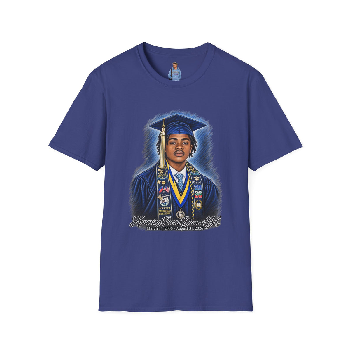 Graduation Portrait Front - In Memory of Pierre Damas Bel T-Shirt