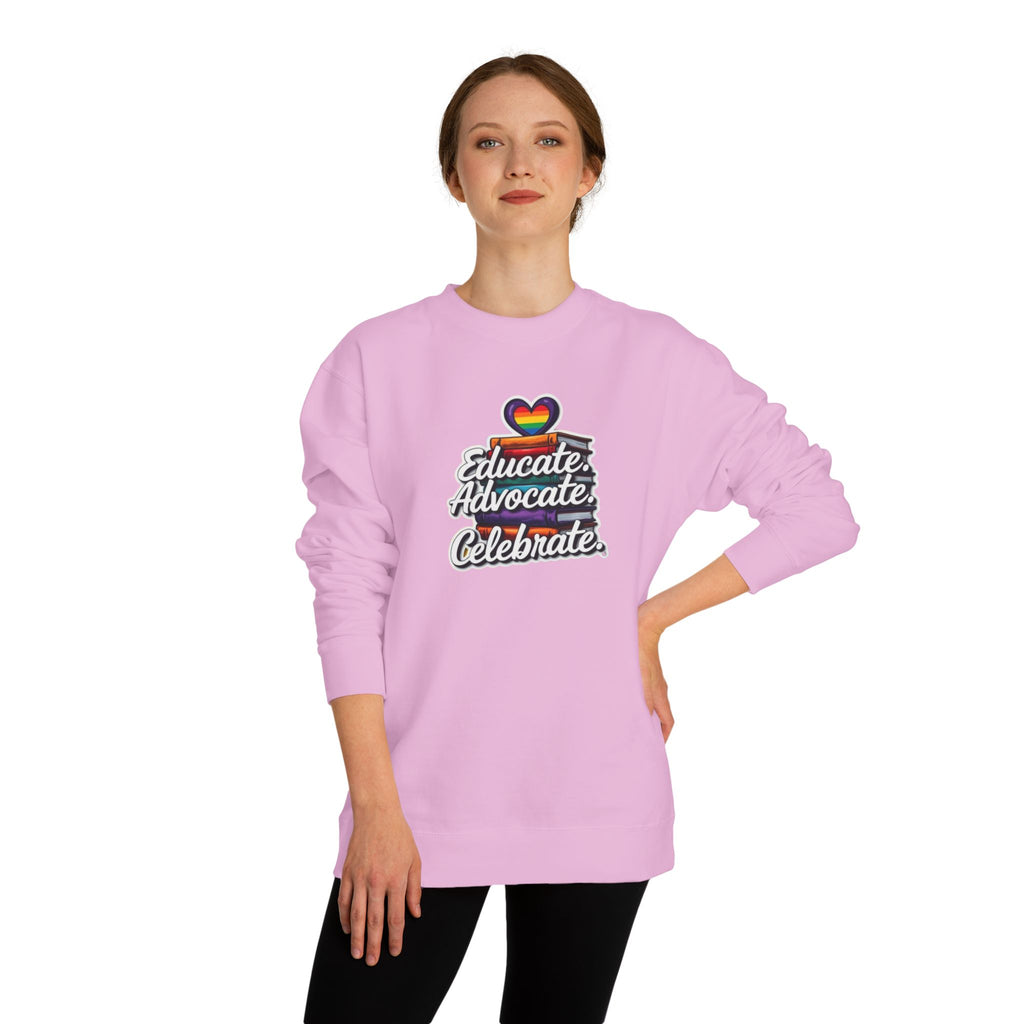 Educate, Advocate, Celebrate Unisex Crew Neck Sweatshirt - Empowerment Apparel