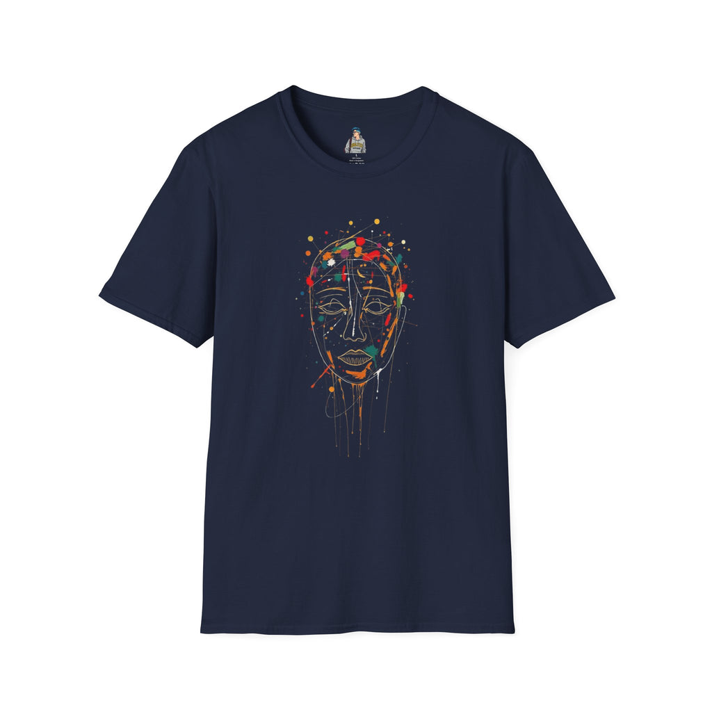 Abstract Rainbow Splatter Face Tee