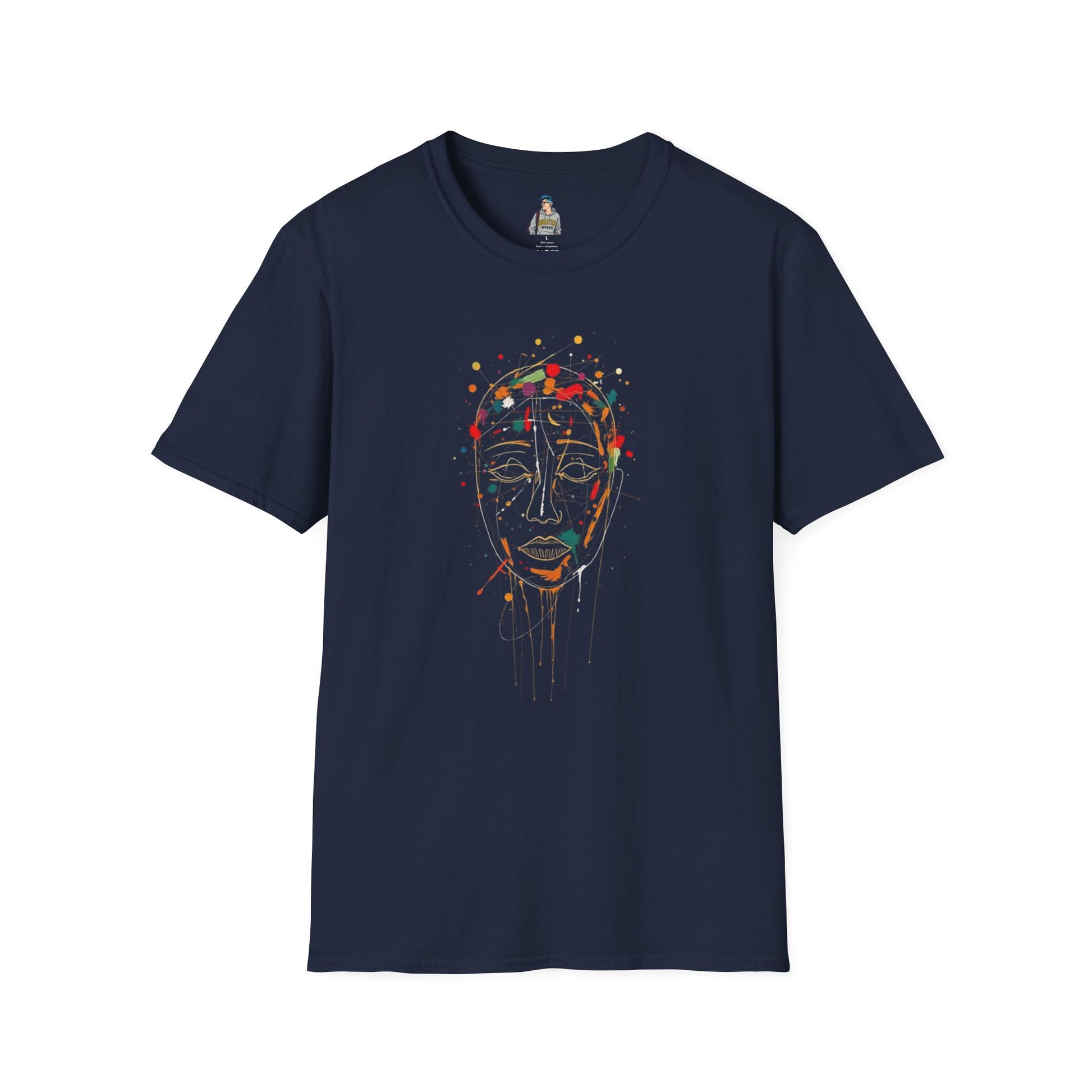 Abstract Rainbow Splatter Face Tee