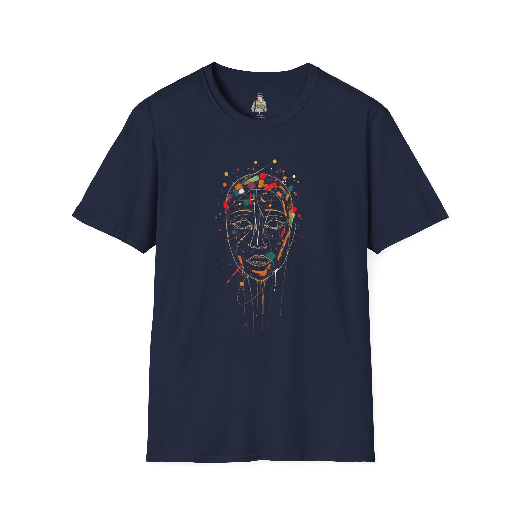 Abstract Rainbow Splatter Face Tee