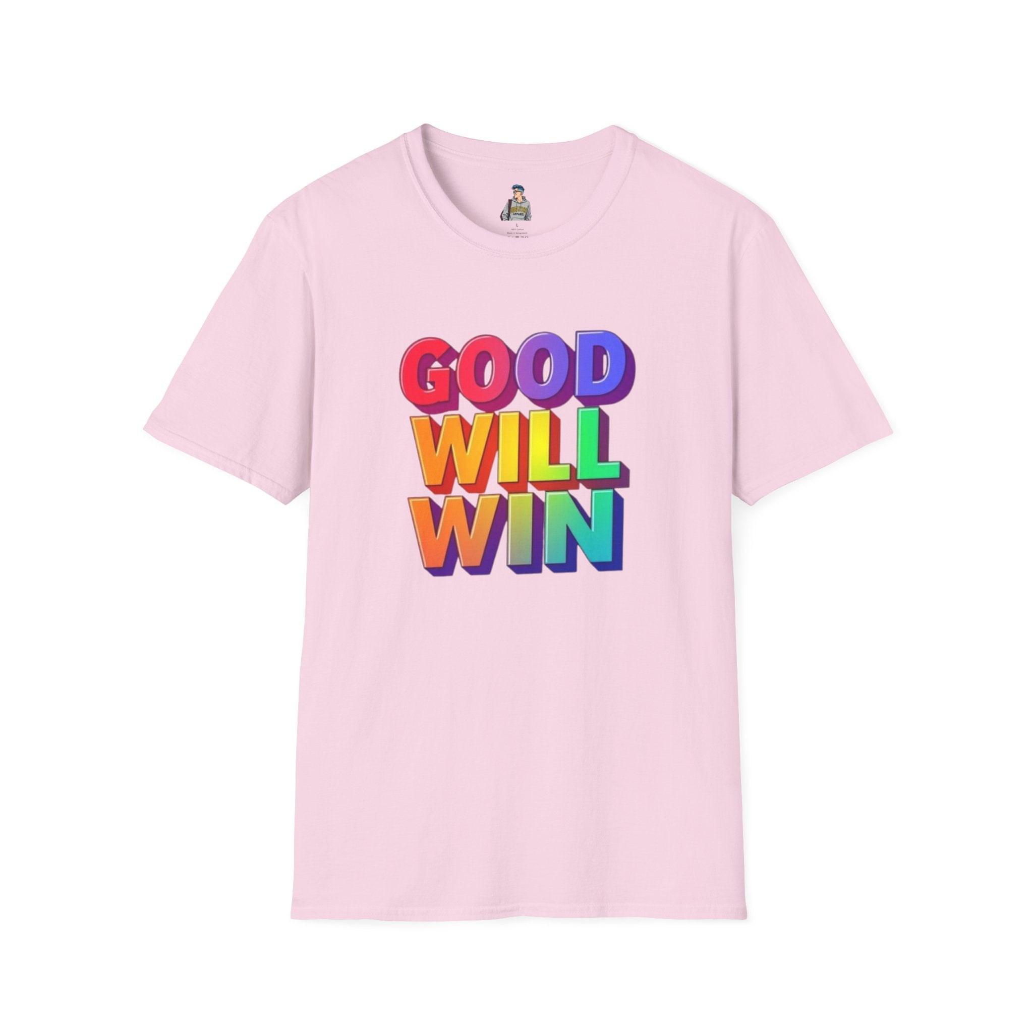 Unisex Softstyle T-Shirt - ' Rainbow Good Will Win' Positive Message Tee