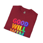 Unisex Softstyle T-Shirt - ' Rainbow Good Will Win' Positive Message Tee