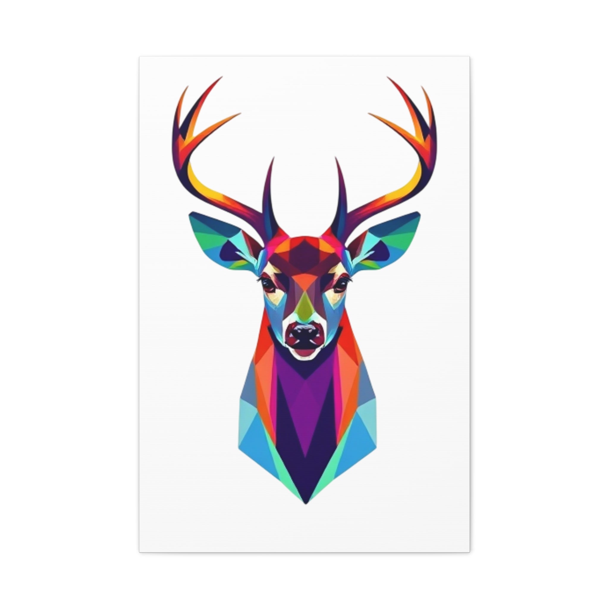 Vibrant Stag Canvas Wall Art - Colorful Geometric Deer Decor