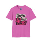 Boys Can Wear Pink T-Shirt — Bold Retro Feminist Graphic Tee