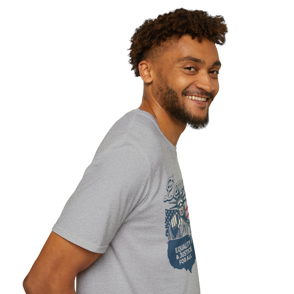 Democracy First T-Shirt | Unisex Softstyle Tee for Equality & Justice