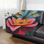 Flower & Dragonfly Microfiber Blanket
