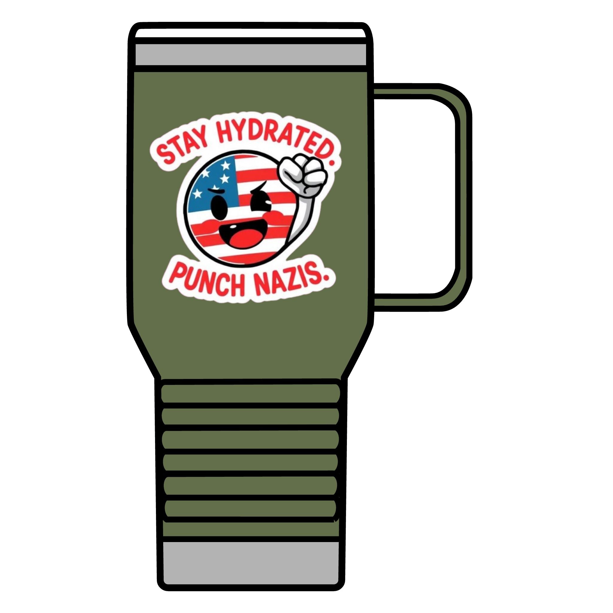 Stay Hydrated, Punch Nazis. Travel Mug - 20oz