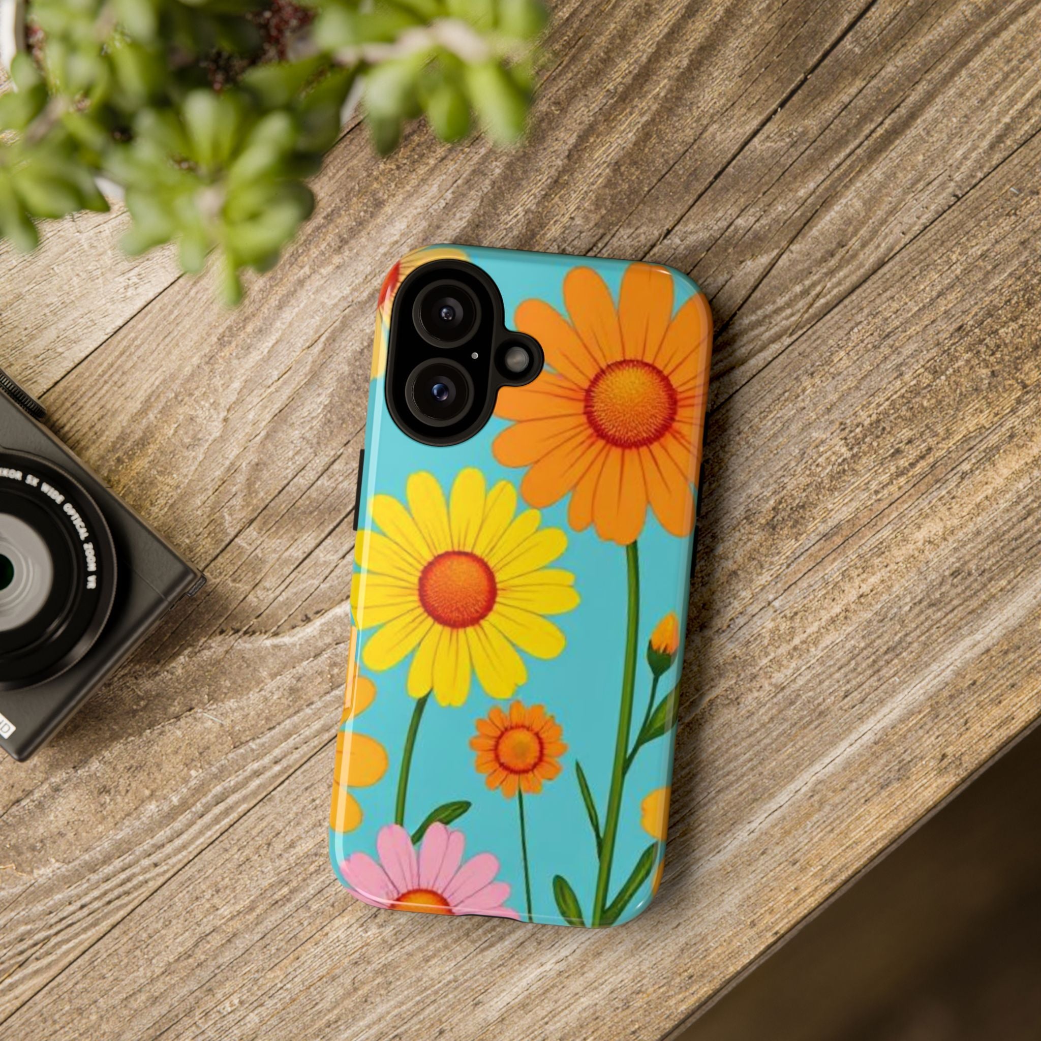 Floral Tough Phone Case for iPhone — Bright Daisy Garden Protective Cover