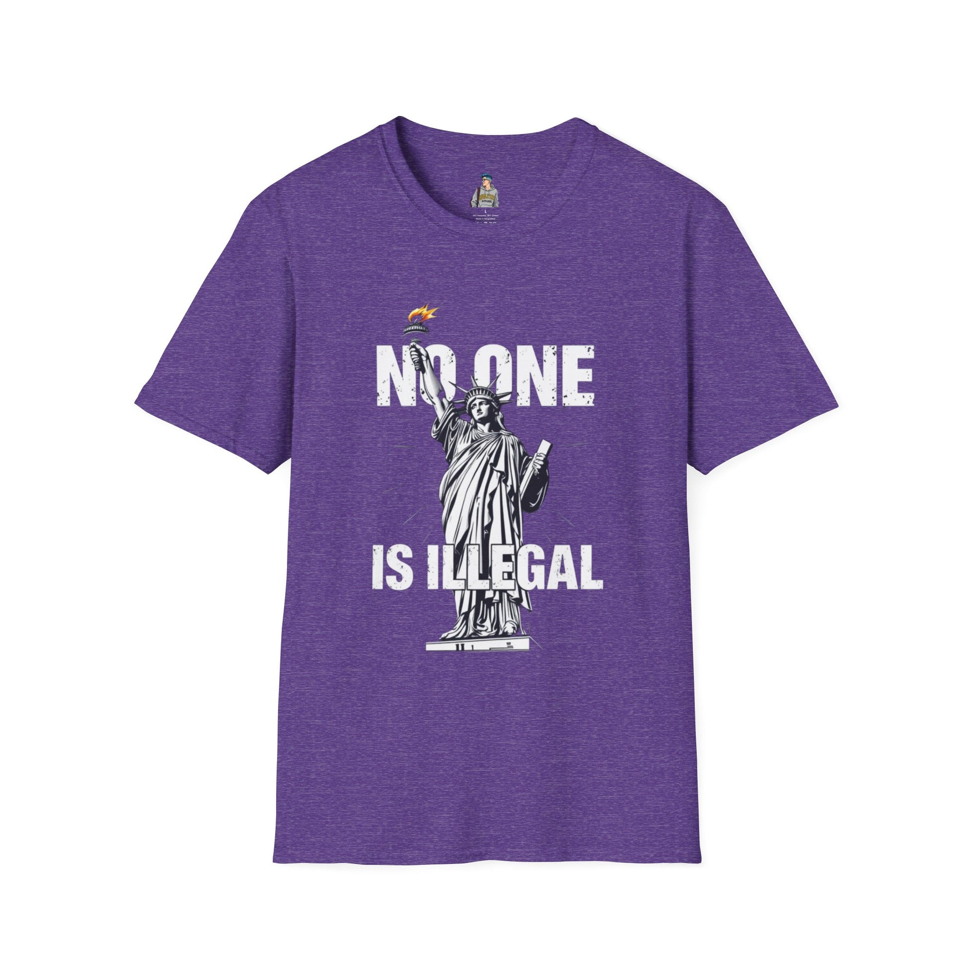 Unisex Softstyle T-Shirt - 'No One Is Illegal' Graphic Tee for Social Justice Advocates