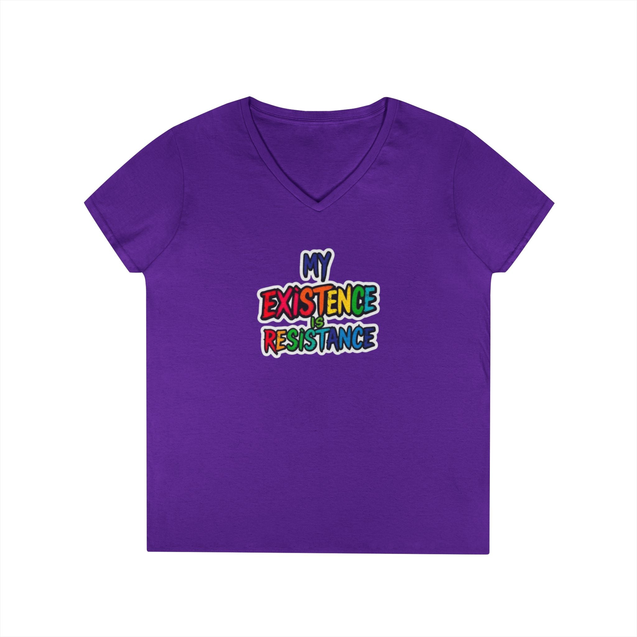 Empowering Ladies' V-Neck T-Shirt - 'My Existence is Resistance'