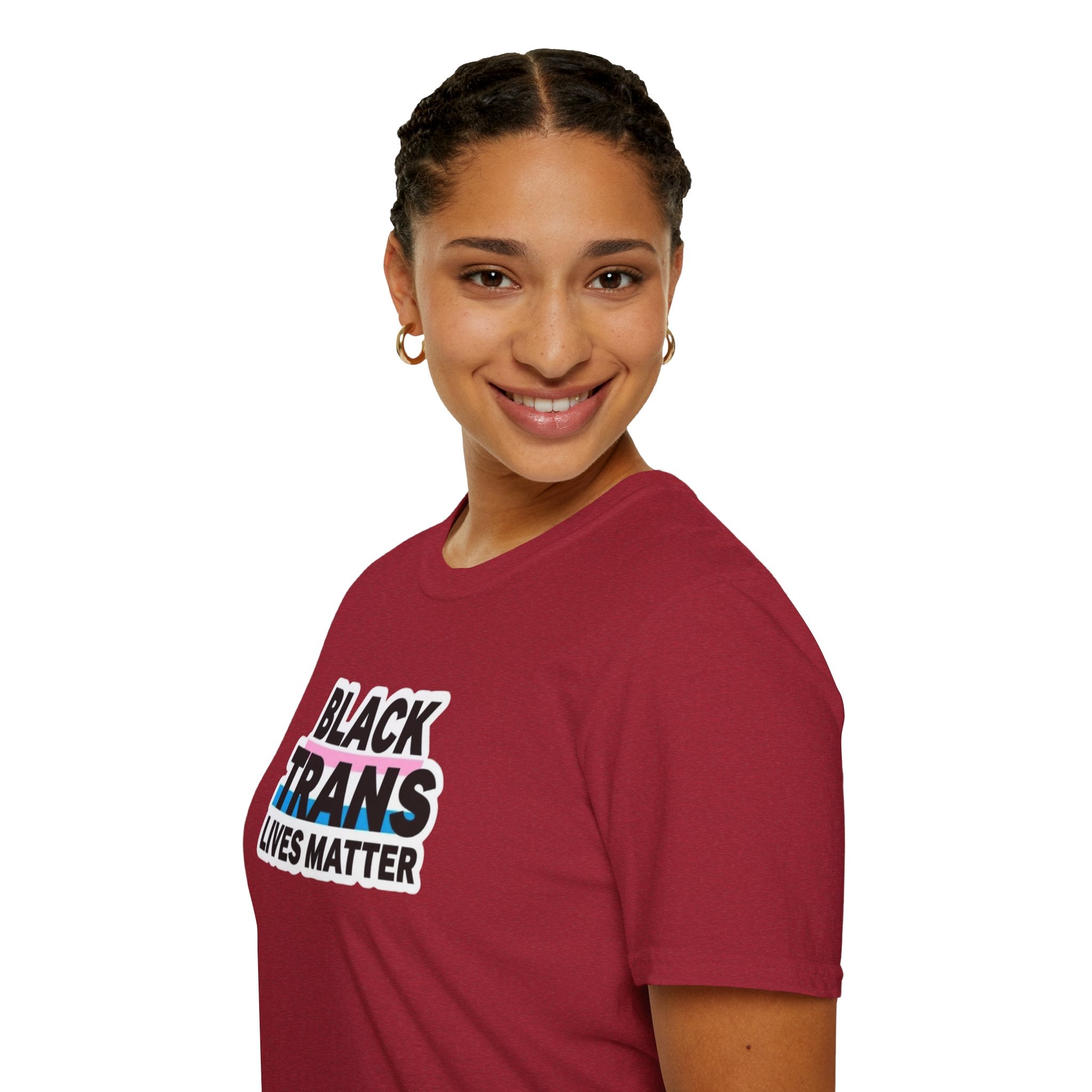 Unisex Softstyle T-Shirt - Black Trans Lives Matter Statement Tee