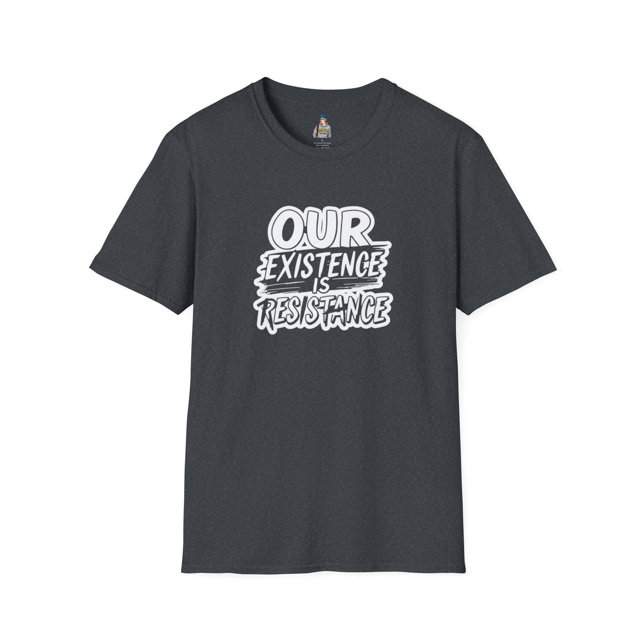 Unisex Softstyle T-Shirt - "Our Existence is Resistance" - Motivational Tee for Activists, Casual Wear, Gift for Change-makers