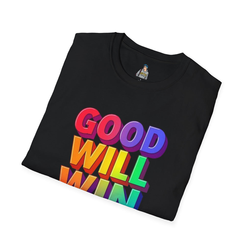 Unisex Softstyle T-Shirt - ' Rainbow Good Will Win' Positive Message Tee