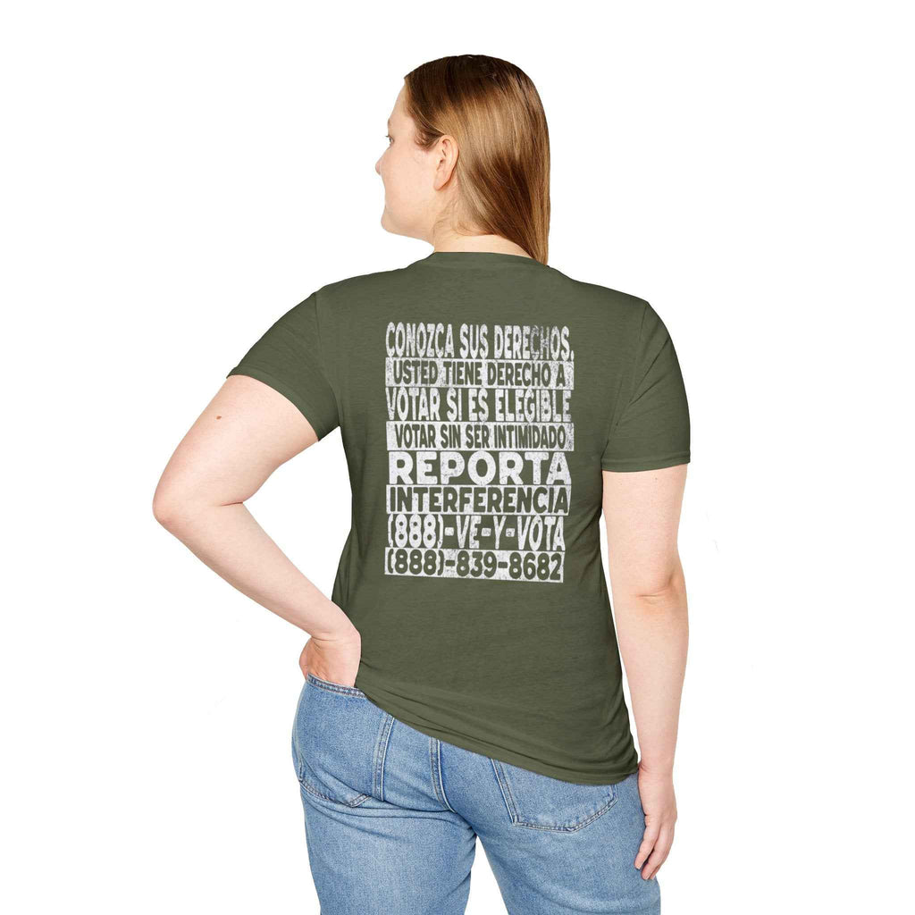 Voting Rights T-Shirt — Spanish "CONOZCA SUS DERECHOS"