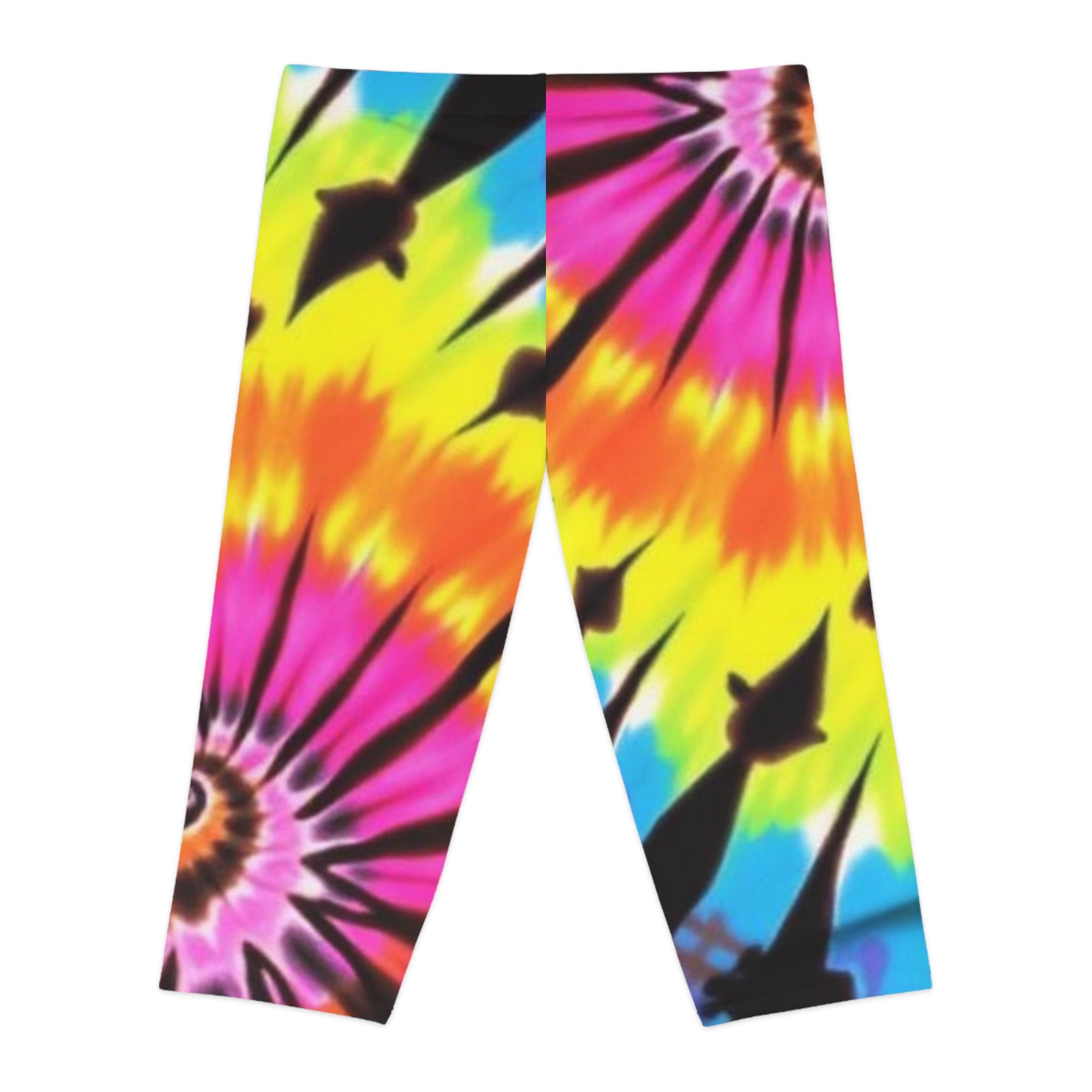 Colorful Tie-Dye Capri Leggings for Women - Vibrant Summer Activewear