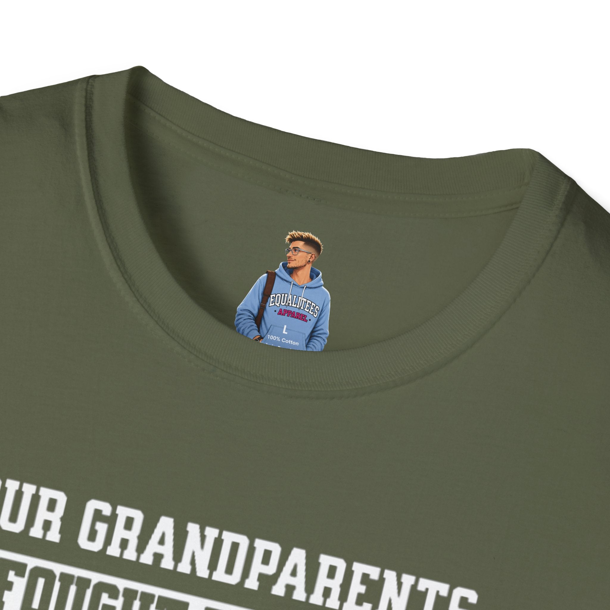 Unisex Softstyle T-Shirt: 'Our Grandparents Fought Fascists' Patriotic Tee