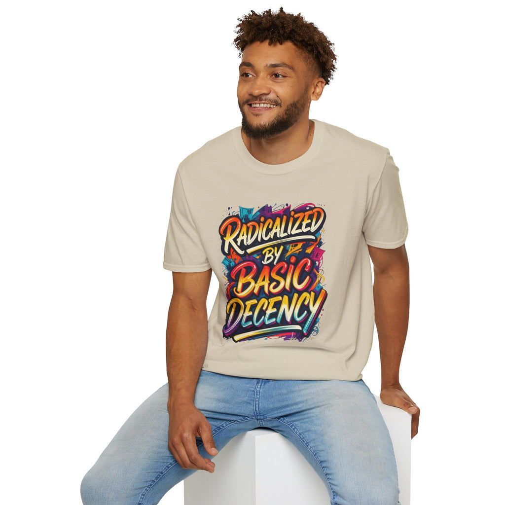 Radicalized by Basic Decency T-Shirt Colorful Graffiti Typography