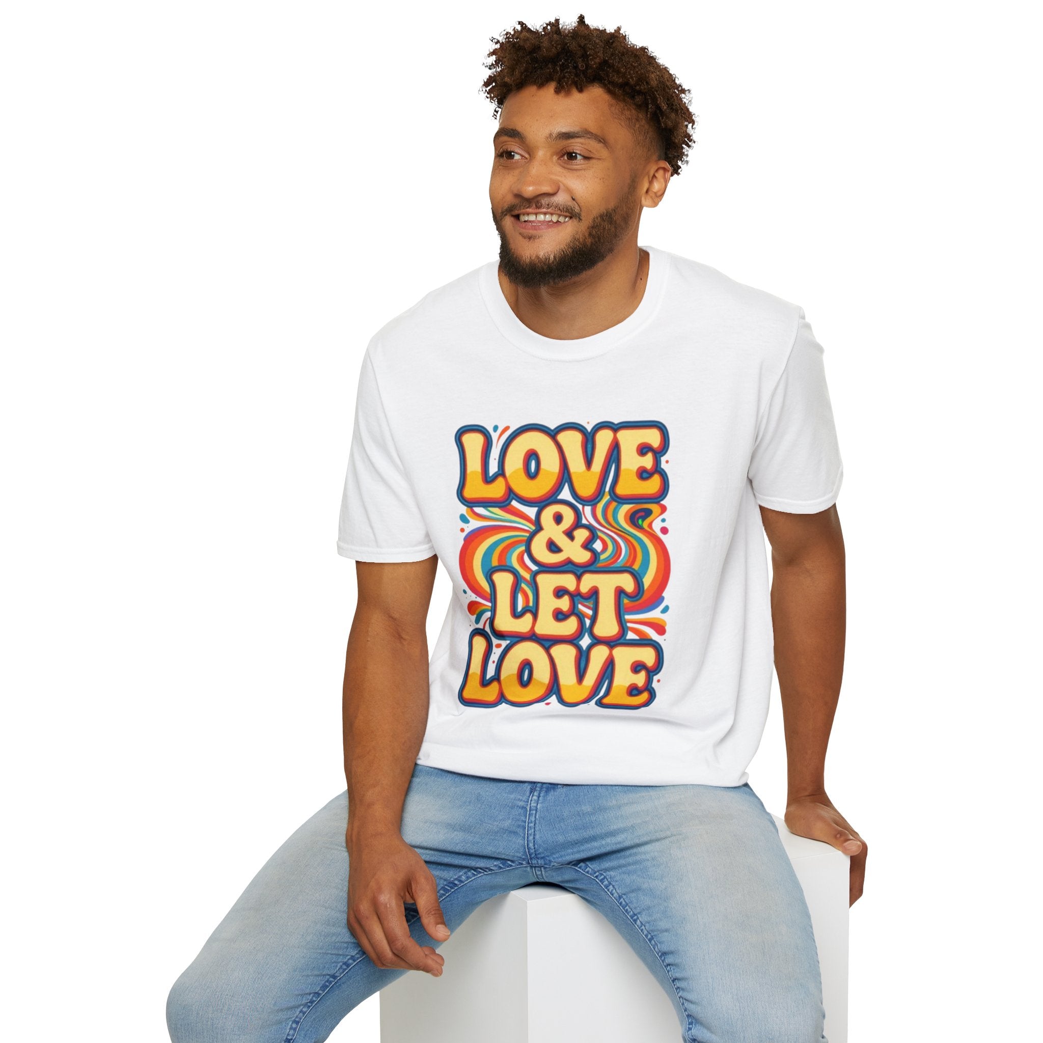 T-Shirt — "Love & Let Love" Retro Rainbow Peace Tee