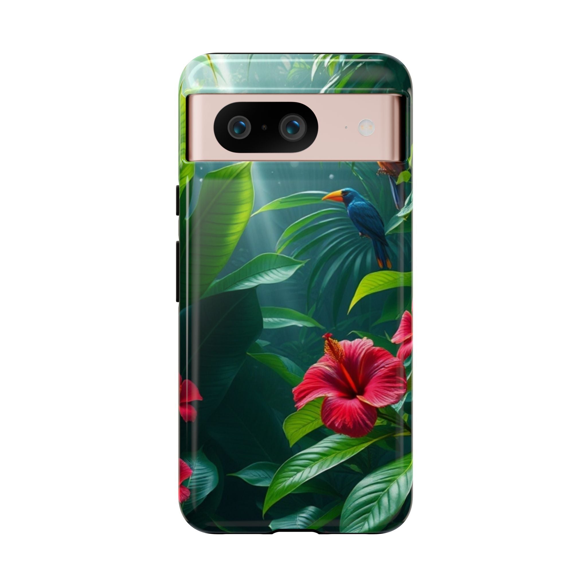 Android OR iPhone Compatible Cases - Tropical Flower & Bird Design - Unique Tough Cases