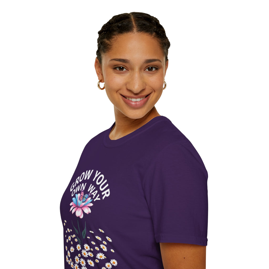 Grow Your Own Way Trans Pride Unisex T-Shirt - Floral Design for Garden Lovers