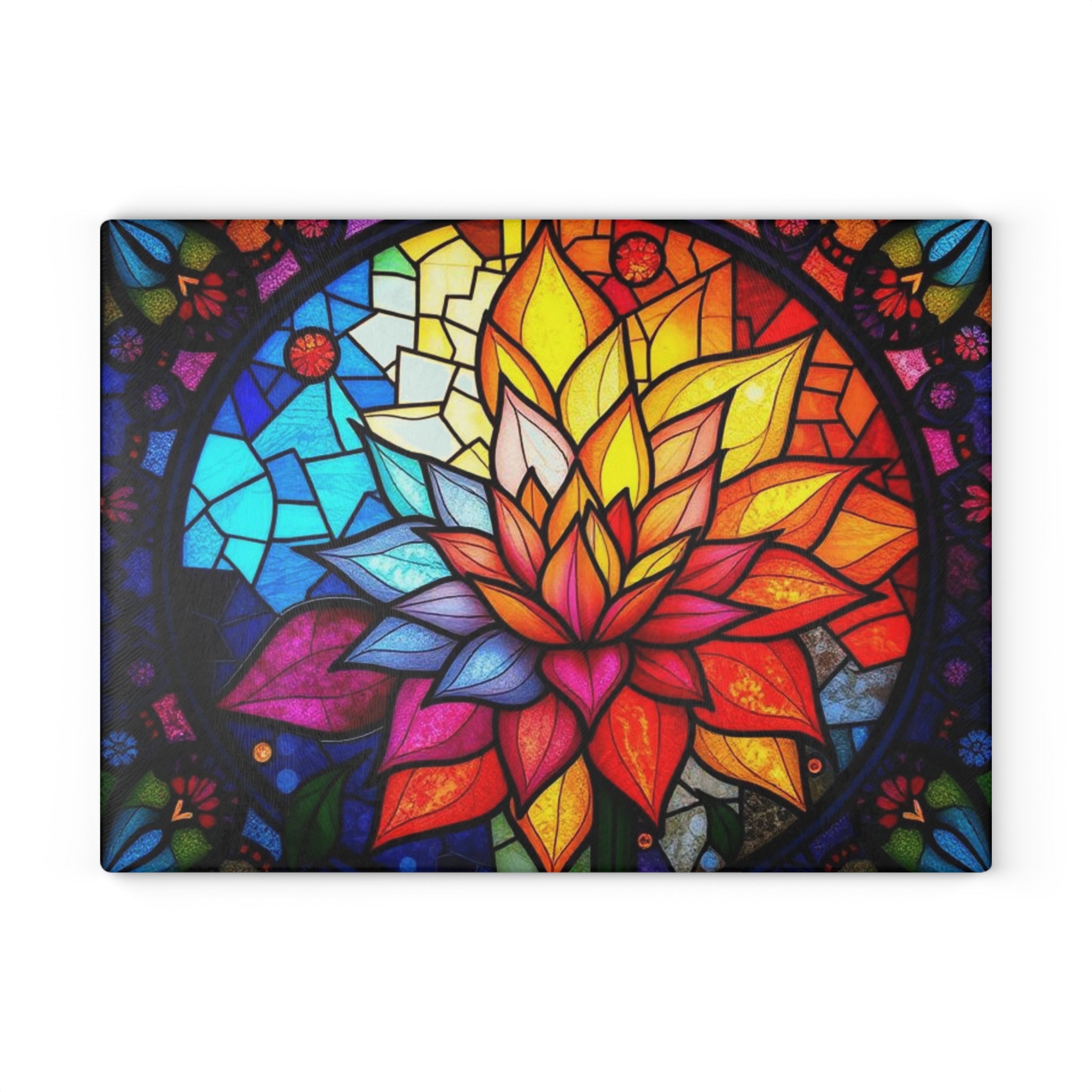 Stained Glass Floral Cutting Board - Colorful Kitchen Decor for Home Chefs