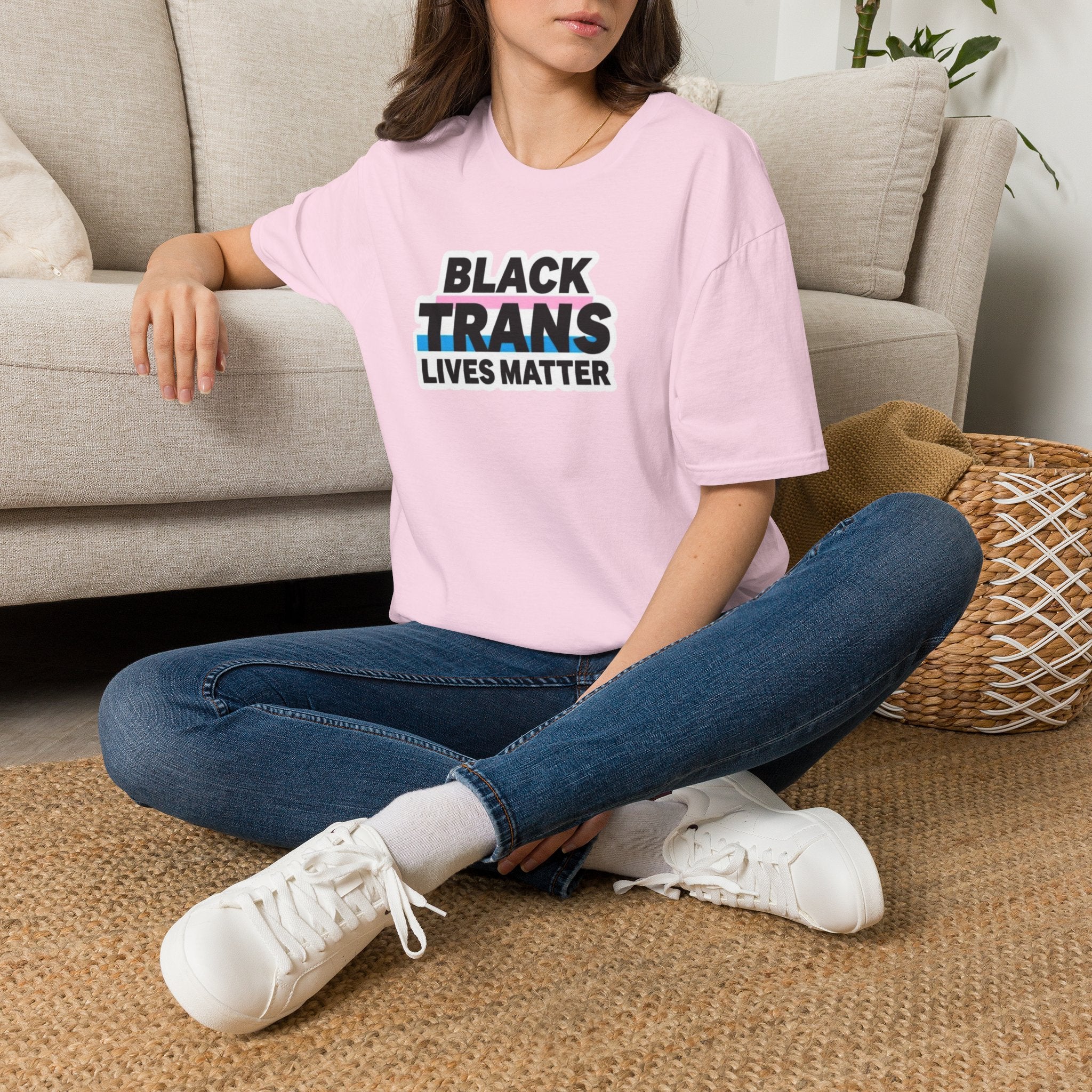 Unisex Softstyle T-Shirt - Black Trans Lives Matter Statement Tee