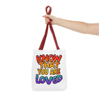 Know That You Are Loved Text Design Tote Bag