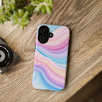 Pastel Marble Tough Phone Case iPhone — Swirled Pink & Blue Protective Cover
