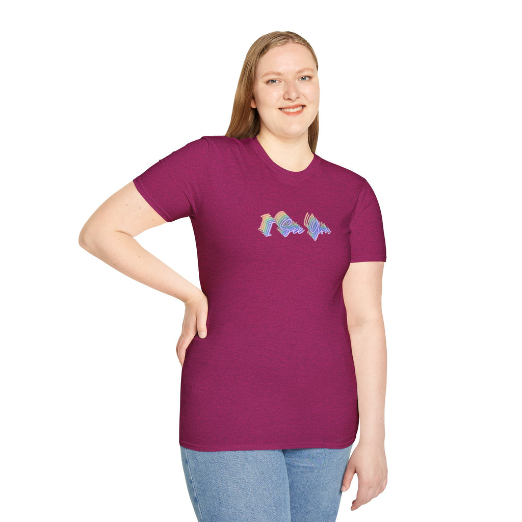 I See You Unisex Softstyle T-Shirt - Colorful Wave Design for LGBTQ+ Visibility