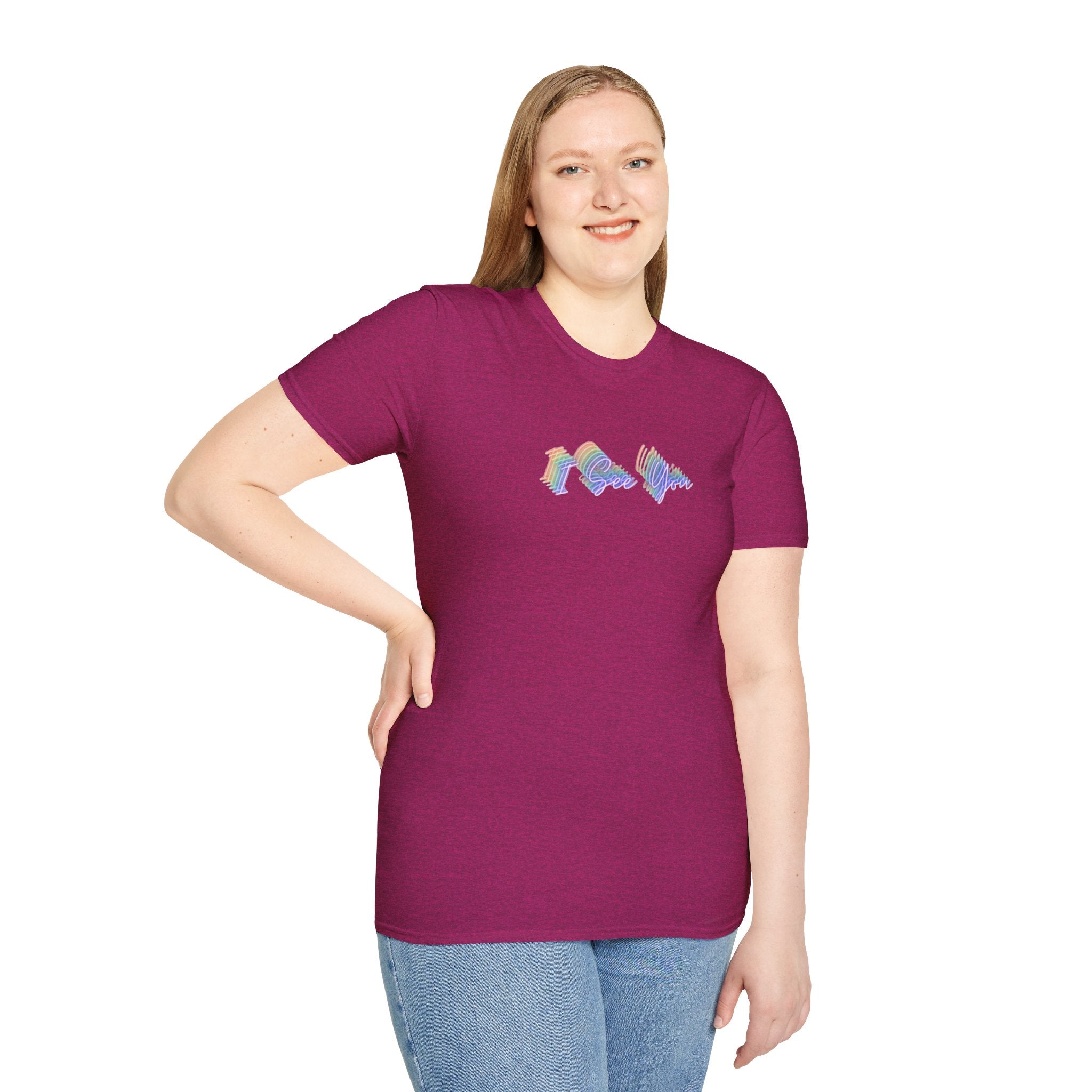 I See You Unisex Softstyle T-Shirt - Colorful Wave Design for LGBTQ+ Visibility