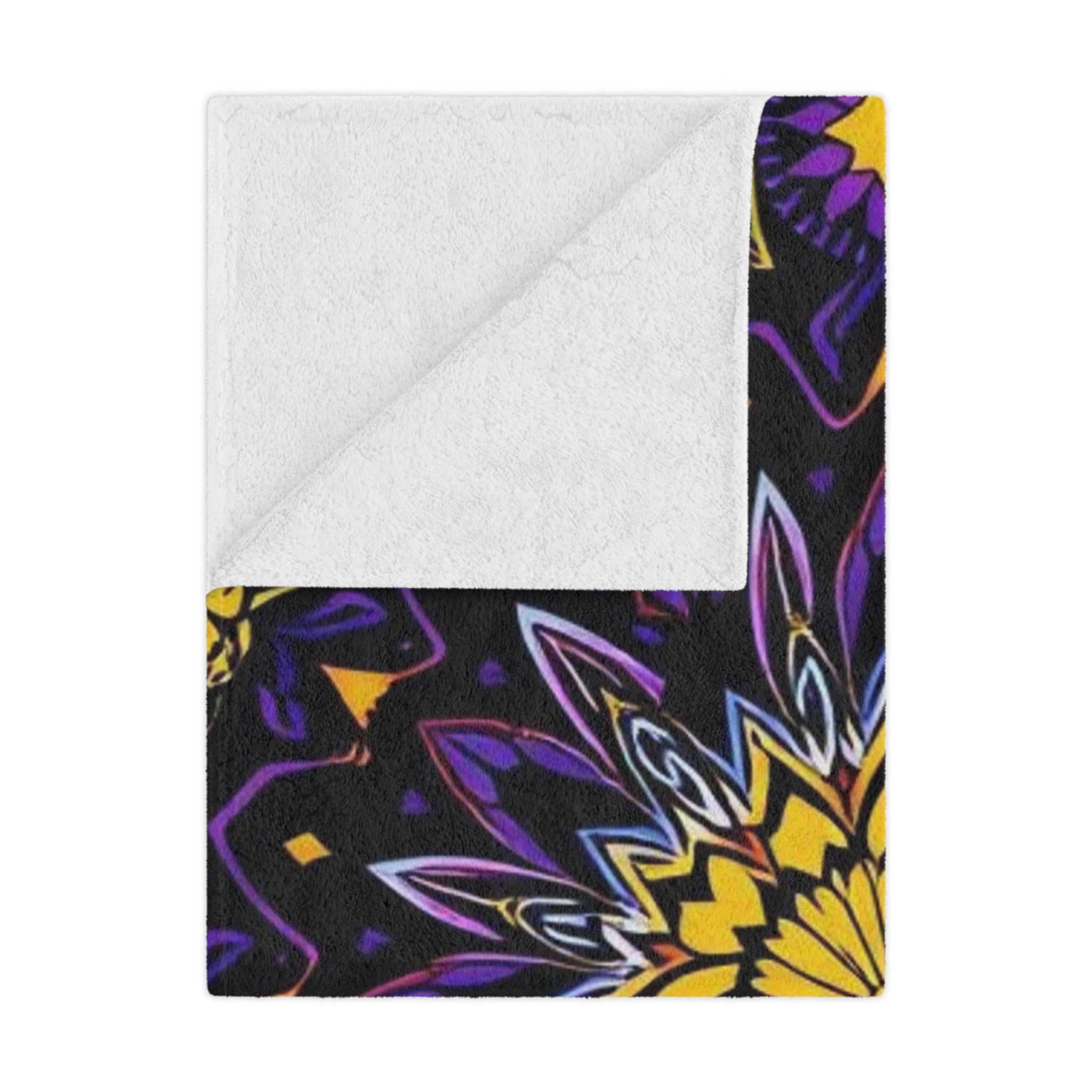 Purple, Yellow & Black mandala design Microfiber Blanket