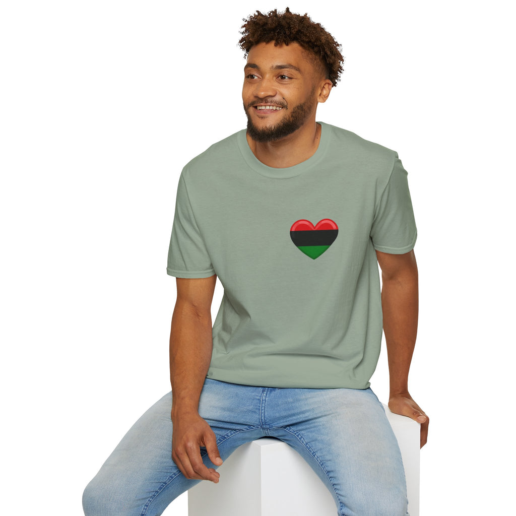 Unity and Heritage Unisex Softstyle T-Shirt with Pan-African Heart