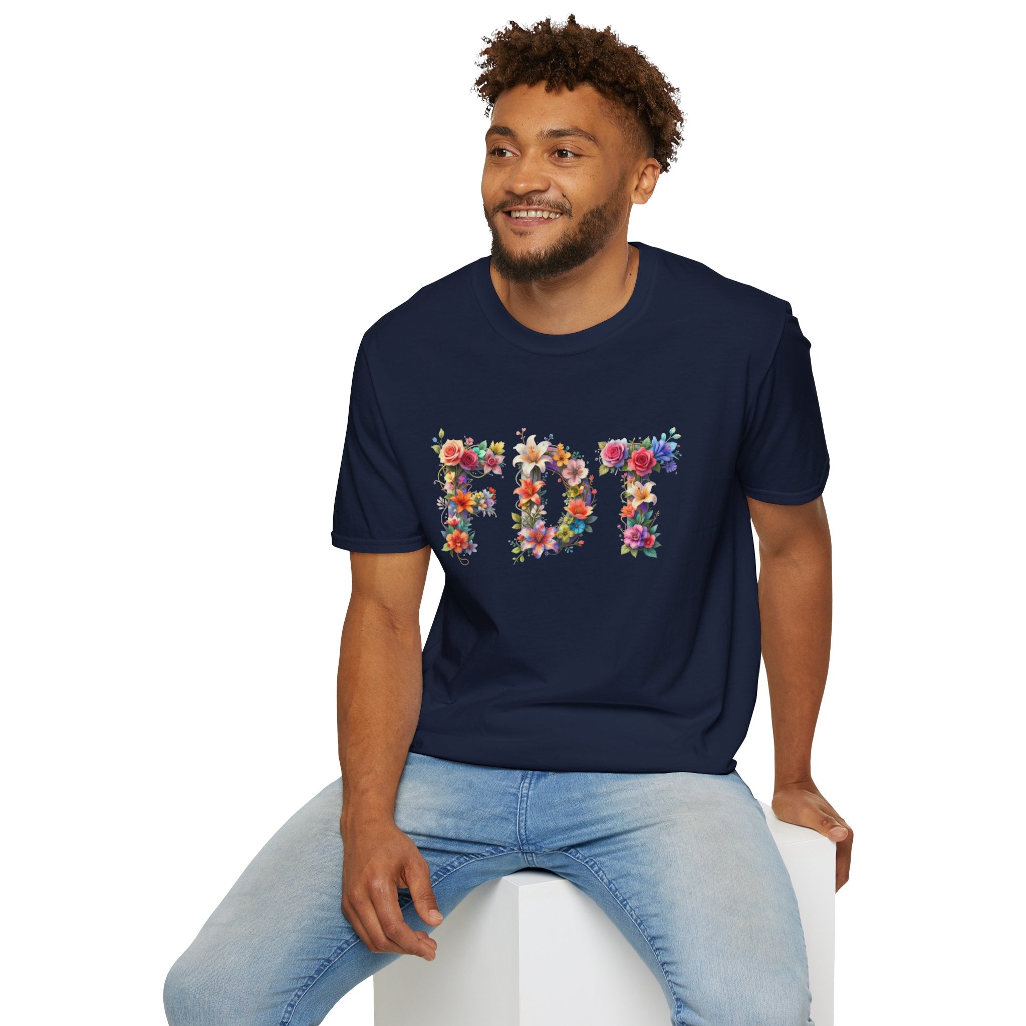 FDT Floral Letter Tee — Bold Floral Typography T-Shirt