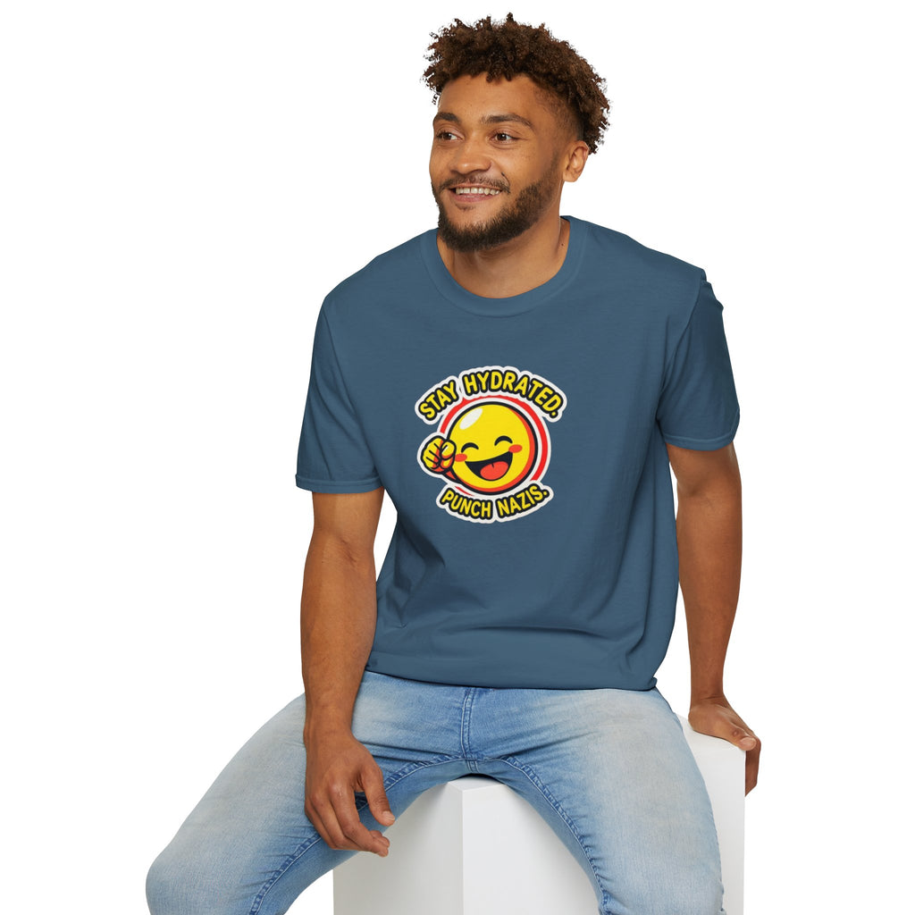 Stay Hydrated, Punch Nazis Funny Emoji T-Shirt