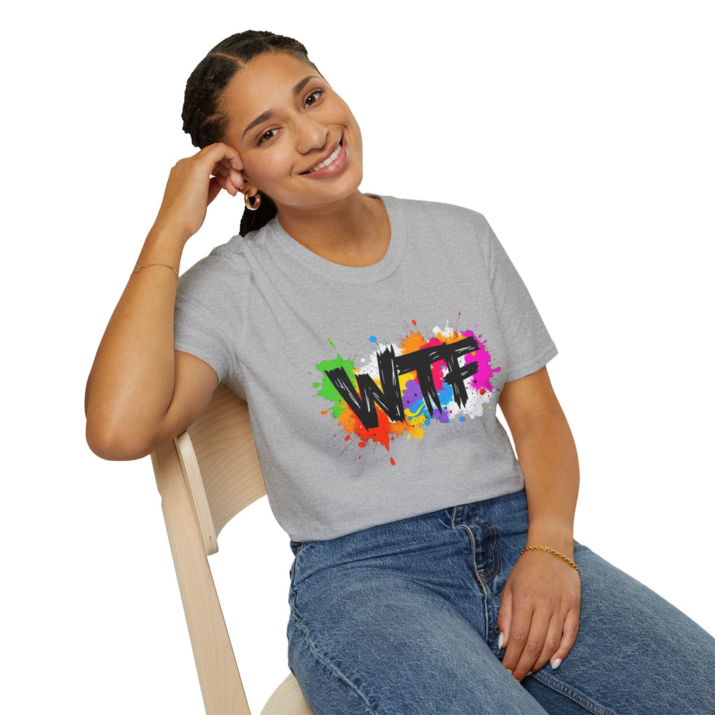 WTF Color Splash T-Shirt — Bold Rainbow Graphic Tee