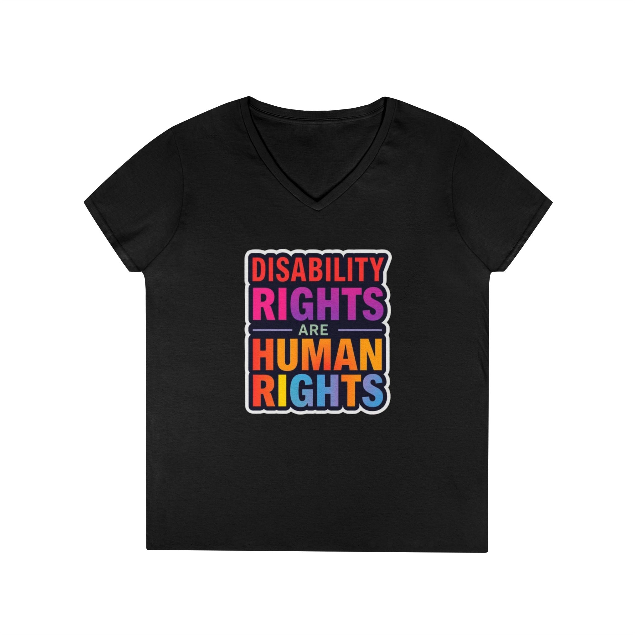 Empowering Ladies' V-Neck T-Shirt - Disability Rights Are Human Rights