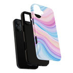 Pastel Marble Tough Phone Case iPhone — Swirled Pink & Blue Protective Cover