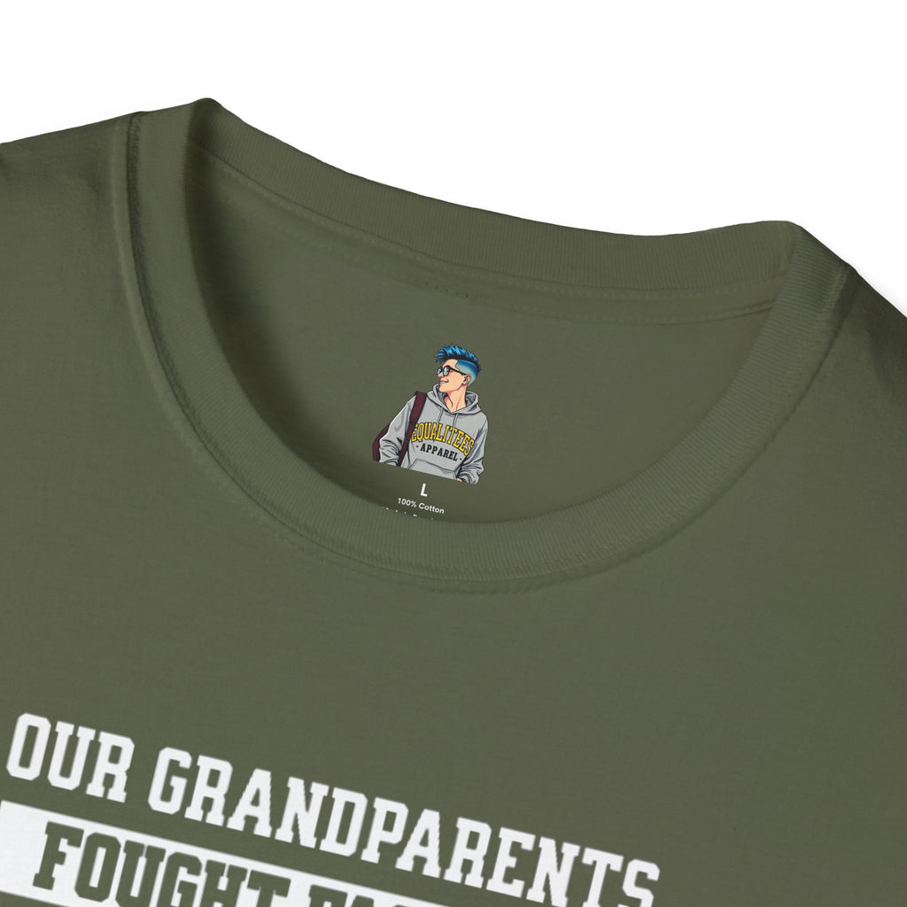 Unisex Softstyle T-Shirt: 'Our Grandparents Fought Fascists' Patriotic Tee